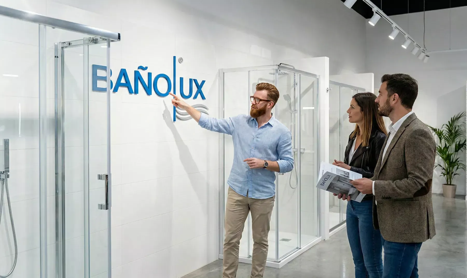 Mampara Bañolux robusta y moderna instalada en baño de Madrid