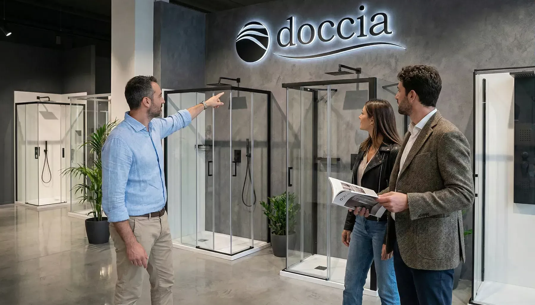 Mampara Doccia de diseño europeo instalada en baño de Madrid