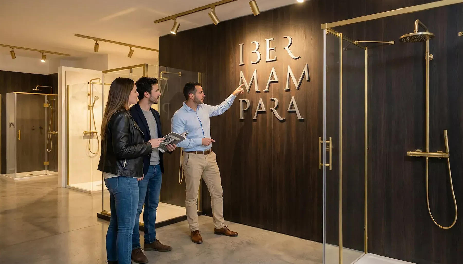 Mampara Ibermampara instalada en baño contemporáneo en Madrid