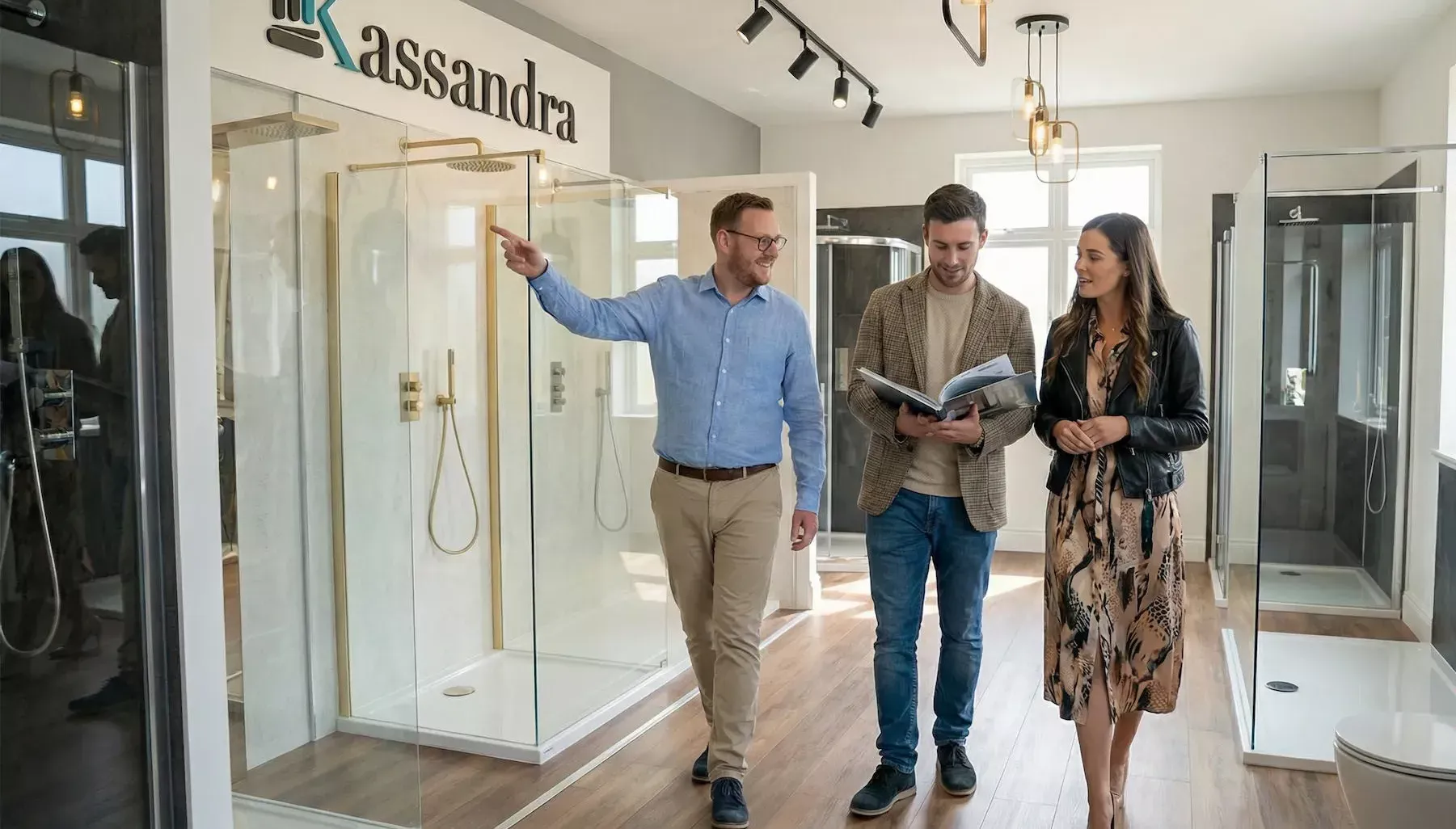 Mampara Kassandra instalada en baño moderno en Madrid