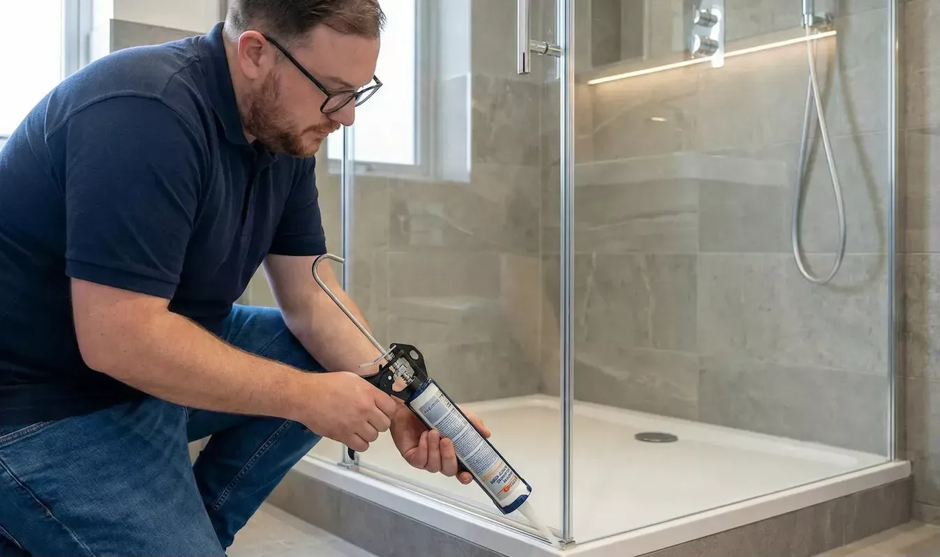 Técnico de mamparas trabajando en Alcorcón