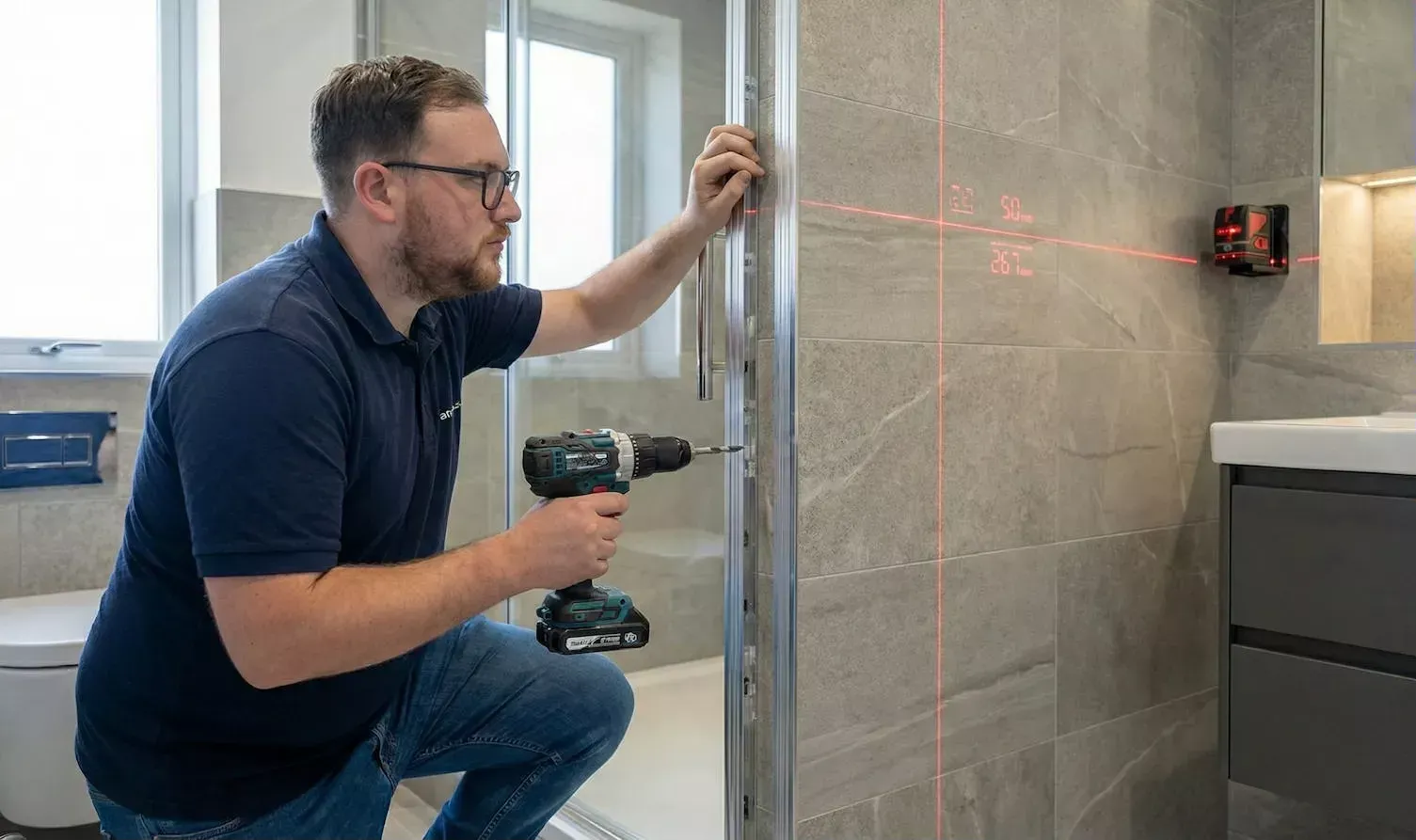 Renovación de herrajes en mampara de alta gama en Alcobendas